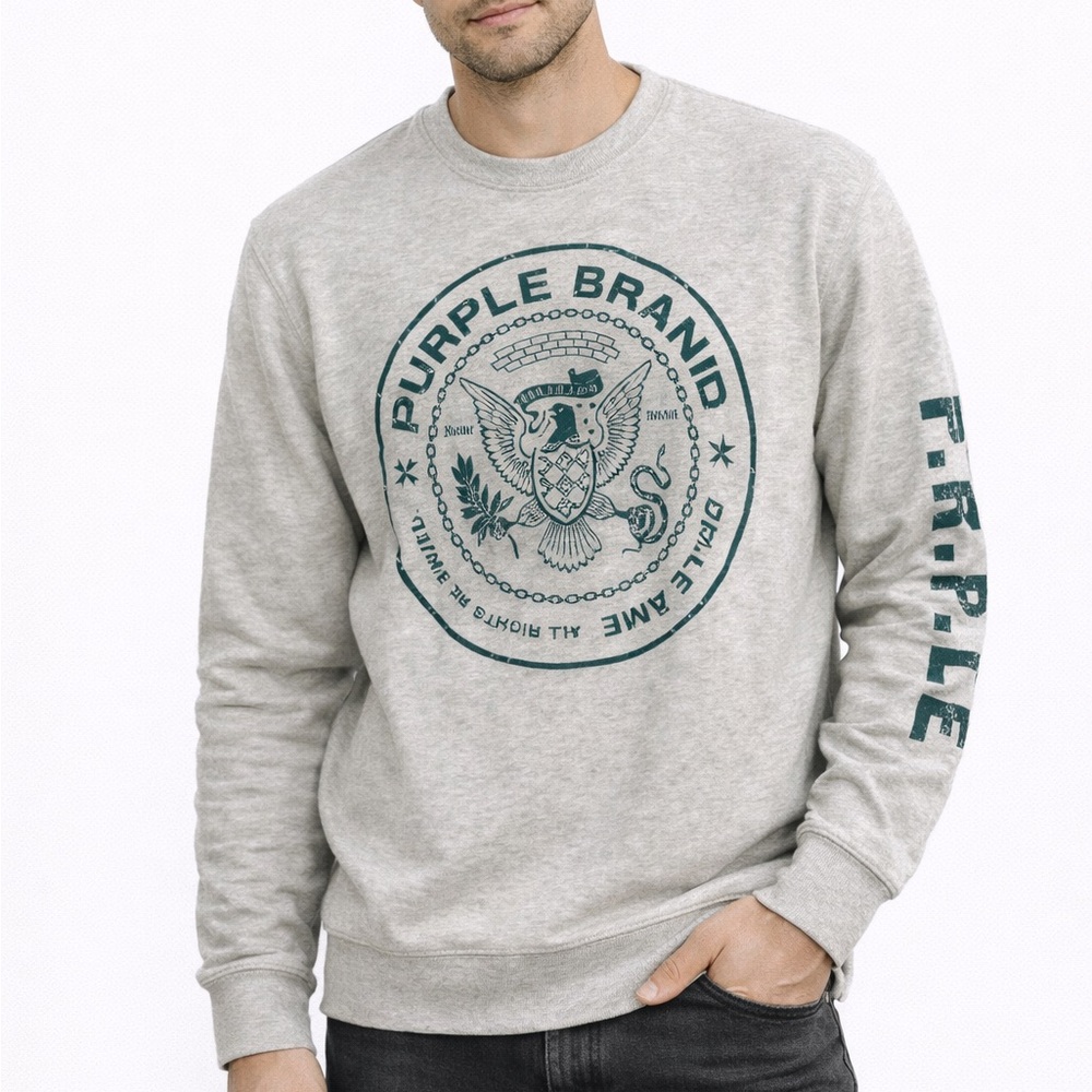 NWT Purple‎ Brand medallion  graphic logo crewneck sweater